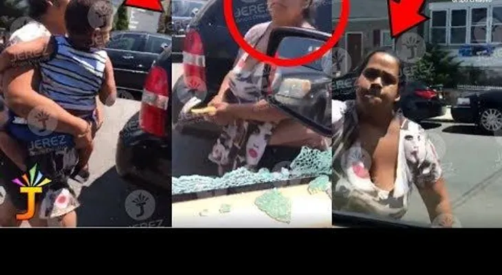 Mujer rompe cristales de vehículo con sus hijos dentro (2da parte) 