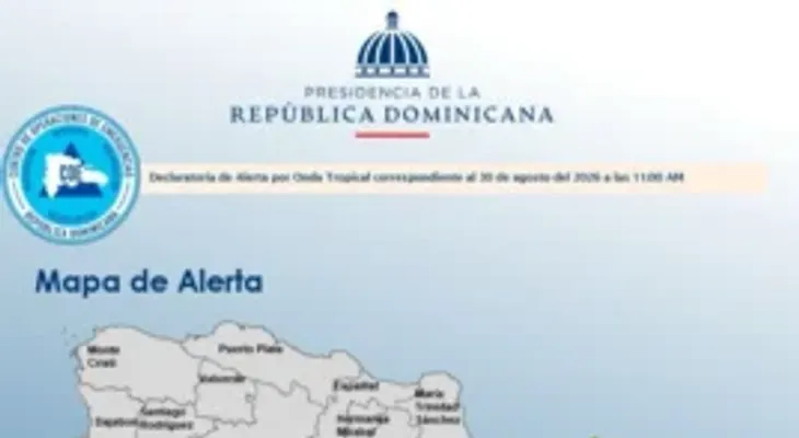 COE activa alerta verde en ocho demarcaciones por onda tropical asociada a Dolly