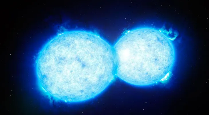 Telescopio detecta el extraordinario "beso" de dos estrellas 