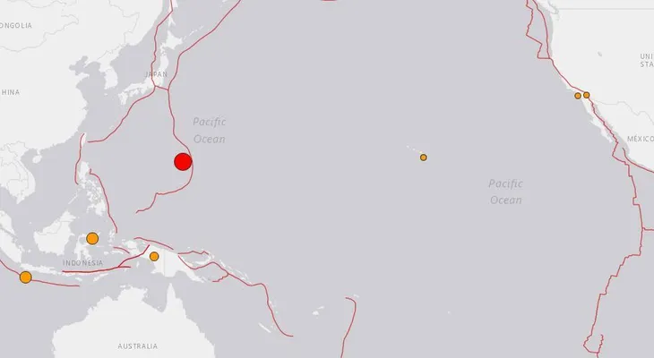 Gran sismo de magnitud 7, 7 en el océano Pacífico