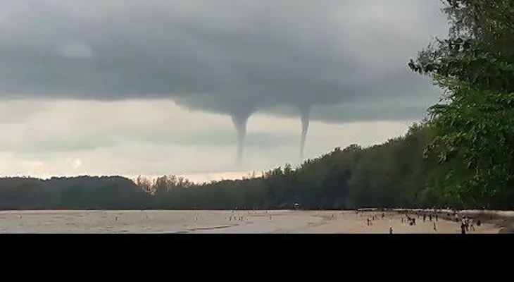 Captan un raro torbellino doble frente a las costas de Tailandia