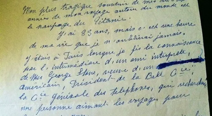 Aparece una carta de la experiencia de una superviviente del Titanic