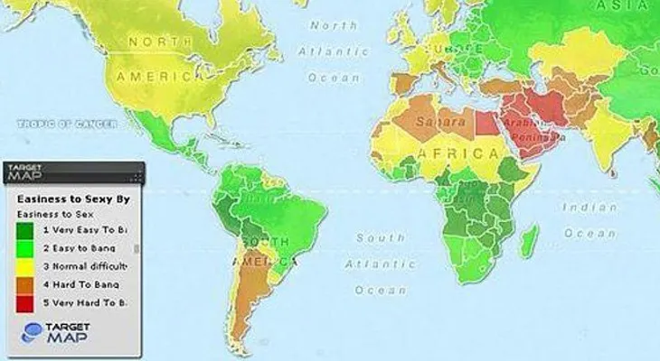 Mapa ubica a las mujeres del mundo más fáciles de conquistar