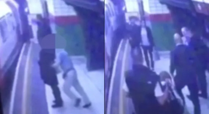 Un abusador anciano empuja mujer a las vías cuando el metro se acerca (VIDEO)