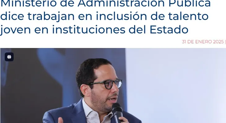 Ministerio de Administración Pública avanza en inclusión talento joven en el sector público.