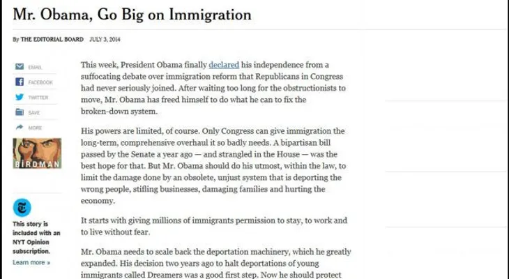 New York Times pide a Obama frenar deportaciones y dar papeles a inmigrantes