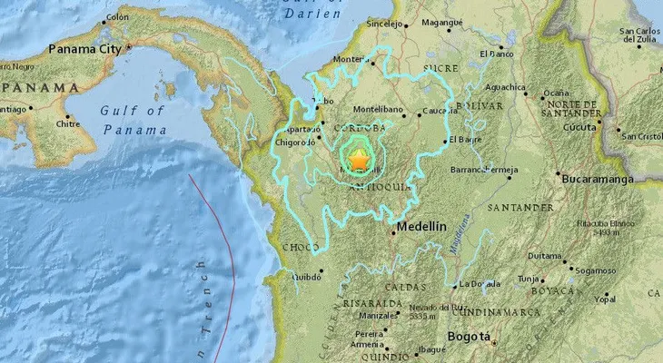 Un sismo de magnitud 5,9 se registra en el norte de Colombia