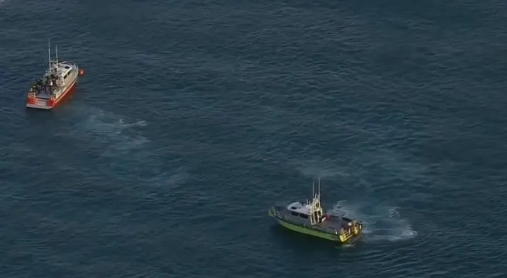 Un automóvil con dos mujeres dentro cae de un ferry en el mar 