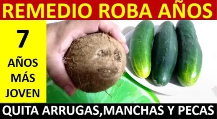 Quita manchas, pecas y arrugas: Solo necesita un coco y tres pepinos