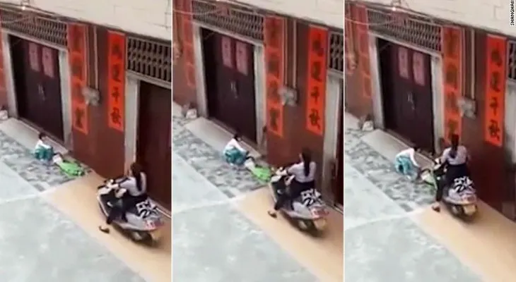 Un video que muestra a una mujer en moto arrollando a una niña conmociona a China