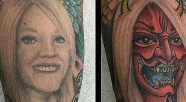 Se separa de su esposa y convierte tatuaje de su ex en un demonio