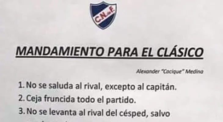 Los polémicos 10 mandamientos para los juveniles de Nacional de Uruguay en un clásico ante Peñarol