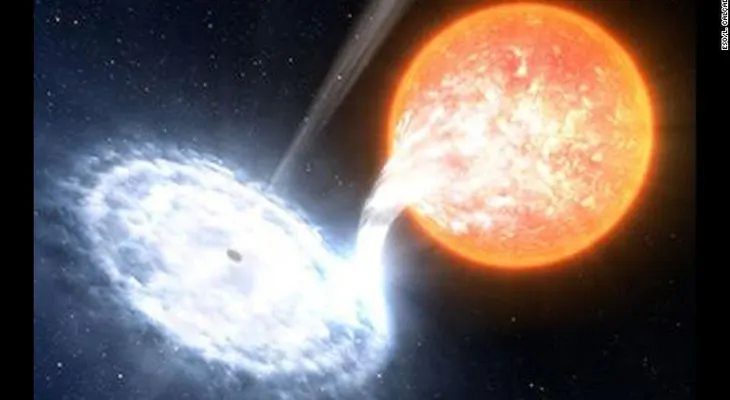 Destellos rojos revelan un agujero negro escupiendo partes de una estrella