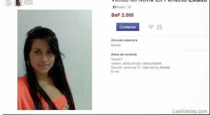 Vendo a mi novia en estado perfecto y optimo, super oferta