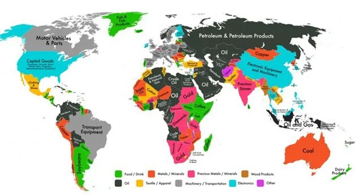 Los productos más exportados en cada país