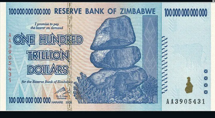 Con este billete de 100 trillones de dólares no se puede comprar casi nada