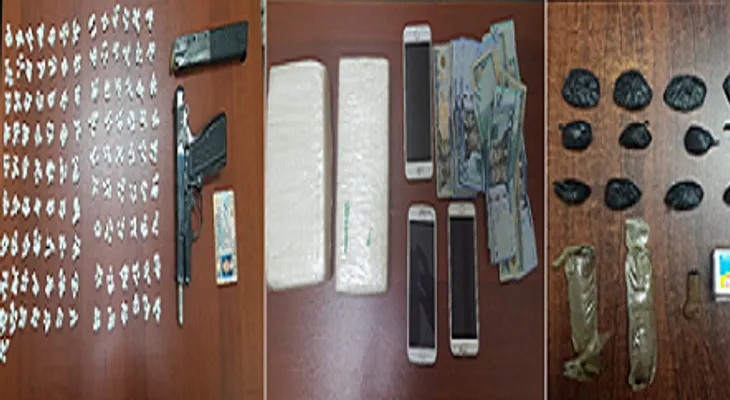 Autoridades apresan a 7 hombres con dos paquetes y varias porciones de droga
