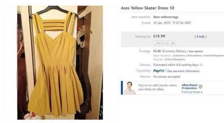 Subió una foto de un vestido A Ebay sin darse cuenta que ella sale desnuda 