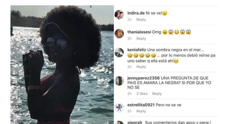 Amara se "quilla" porque la comparan con una "sombra negra" en el mar y explota contra seguidores