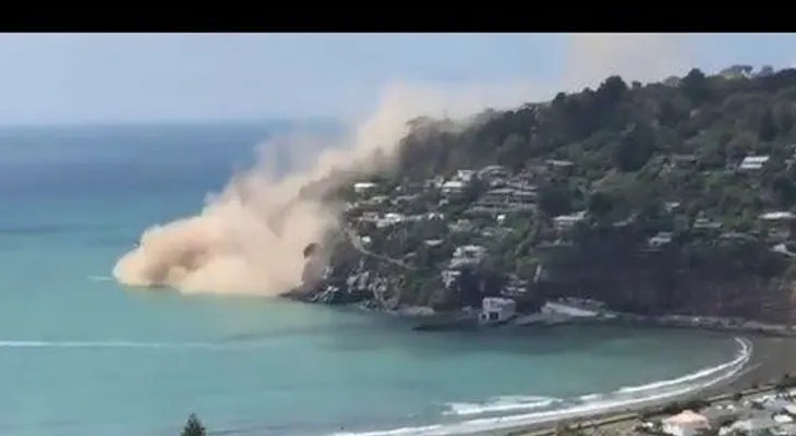 Un acantilado se desprende en Nueva Zelanda tras un sismo de 5,7 (VIDEO)