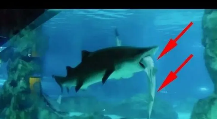 Una hembra tiburón se traga a un macho ante los atónitos visitantes del acuario
