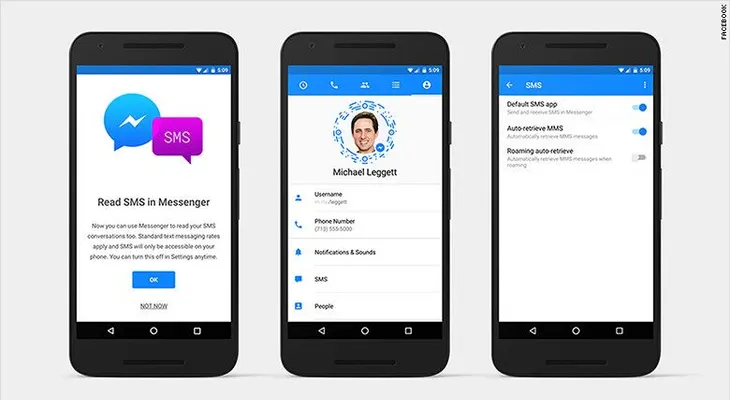 La app Messenger de Facebook ahora puede enviar mensajes SMS