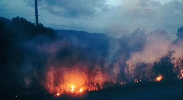 Humo por incendio en autopista Duarte dificulta visibilidad a conductores