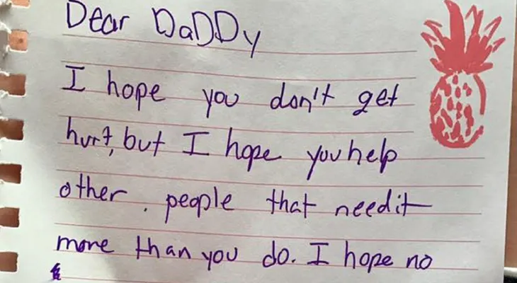 La carta inspiradora de una niña pequeña a su papá cuando salía a rescatar víctimas de Harvey