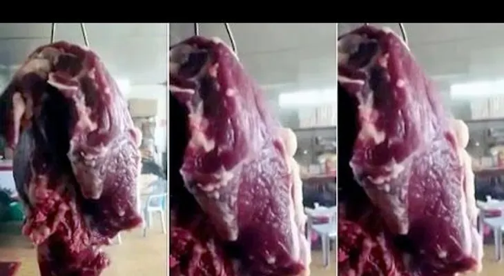 Una pieza de carne fresca "tiembla" en la carnicería (VIDEO espeluznante)