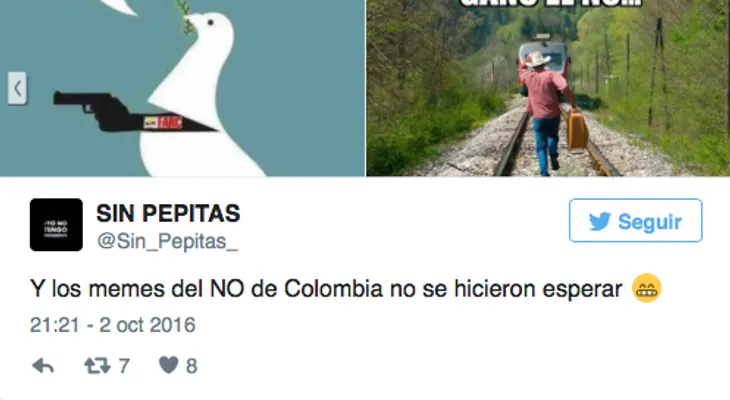 Los memes tras el sorprendente resultado del plebiscito en Colombia