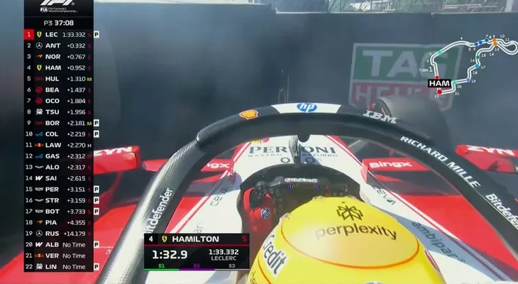 Hamilton provoca bandera roja en la FP3 del GP de España tras chocar contra las barreras