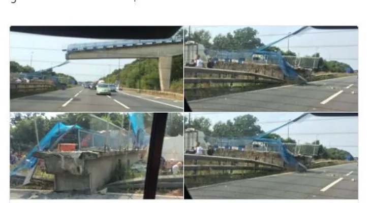 Varios heridos por el derrumbe de un puente sobre una autopista en Reino Unido (Fotos)
