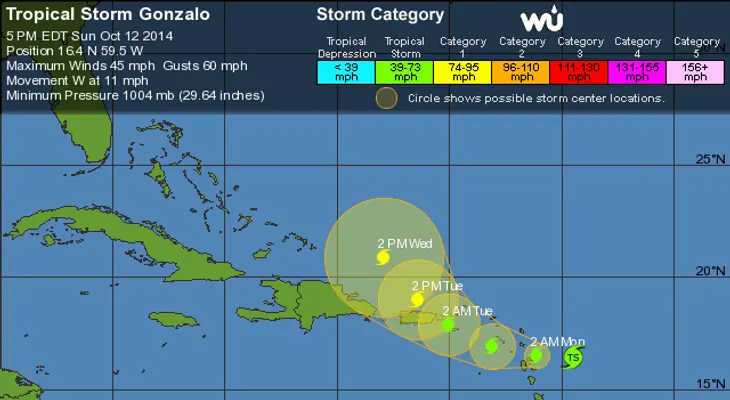 5 provincias de República Dominicana en alerta por tormenta tropital Gonzalo