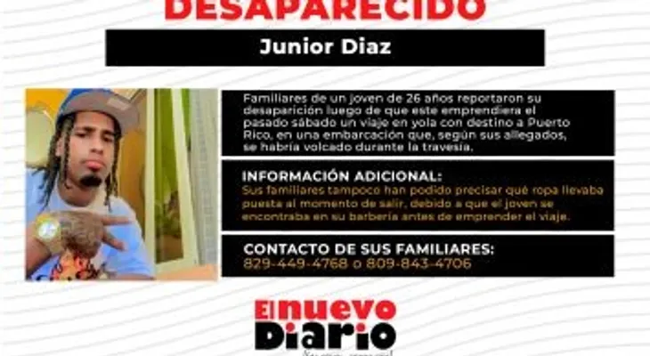 Reportan desaparición de un joven de Haina que viajó en yola hacia Puerto Rico
