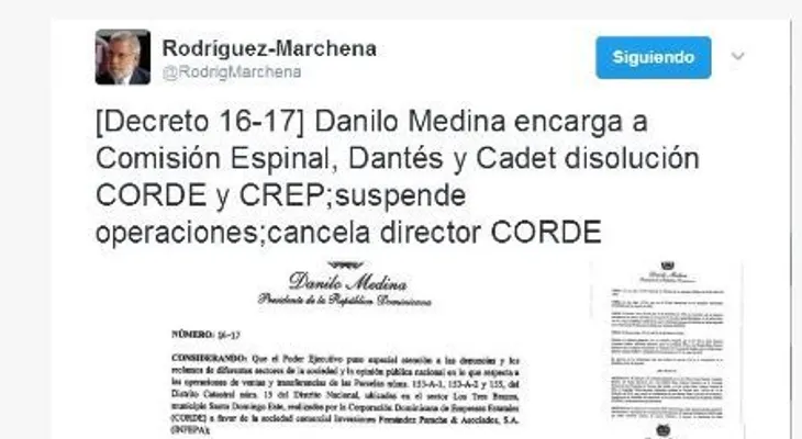 Danilo Medina cancela al director de CORDE, Leoncio Almánzar