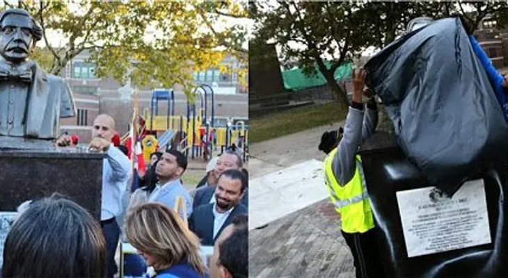 Vandalizan busto de Duarte desvelado hace pocos días en parque de New Jersey