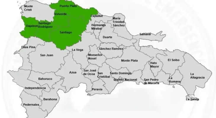 COE pone cinco provincias en alerta verde por los efectos de una activa vaguada