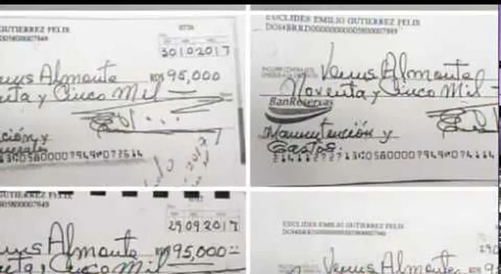 Euclides Gutiérrez Félix presenta cheques de alegada manutención de su hija