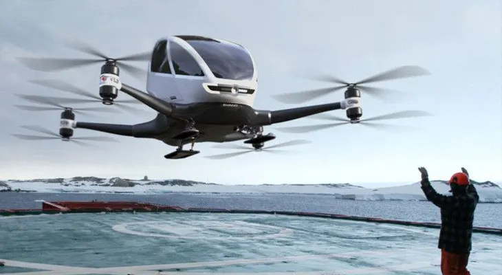 Una empresa china presenta el primer dron capaz de transportar pasajeros (VIDEO)