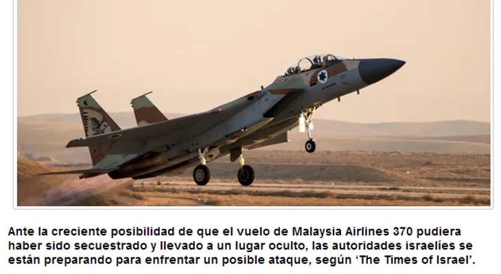 Creen Israel se prepara enfrentar posible ataque por avión desaparecido