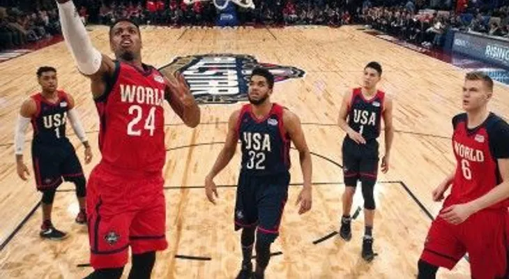 Karl-Anthony Towns anota 24 puntos; equipo del mundo vence a EEUU en juego de novatos