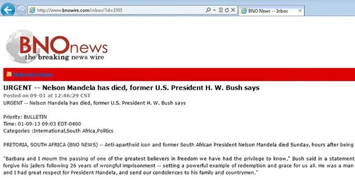 Un comunicado erróneo de la oficina de George H.W. Bush da por muerto a Mandela 
