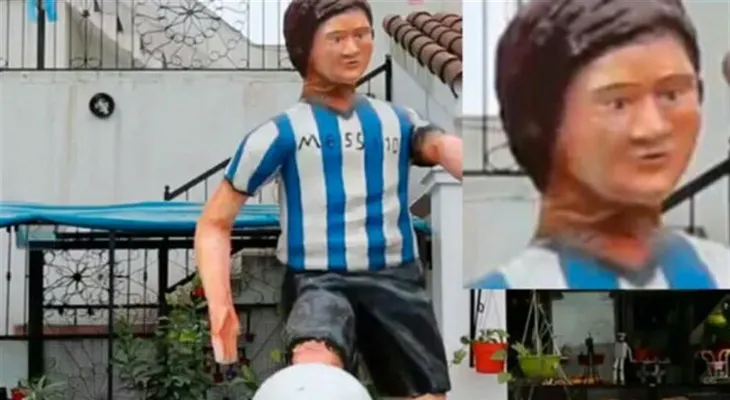 Divertida escultura de Messi explota en redes sociales