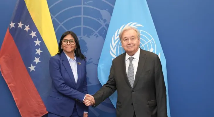 Guterres se reúne con Delcy Rodríguez en la ONU antes de su encuentro con Trump