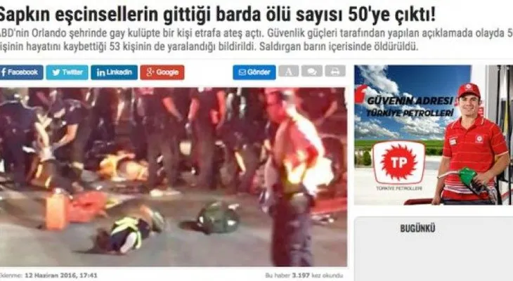 "50 pervertidos asesinados en un bar": tituló periódico turco